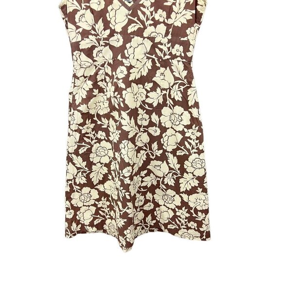 Boden Floral Midi A-Line Cotton Dress Tan / Brown Size US 10 - Picture 5 of 8